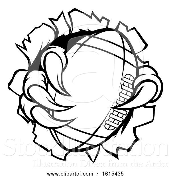 Vector Illustration of Football Ball Eagle Claw Talons Ripping Background