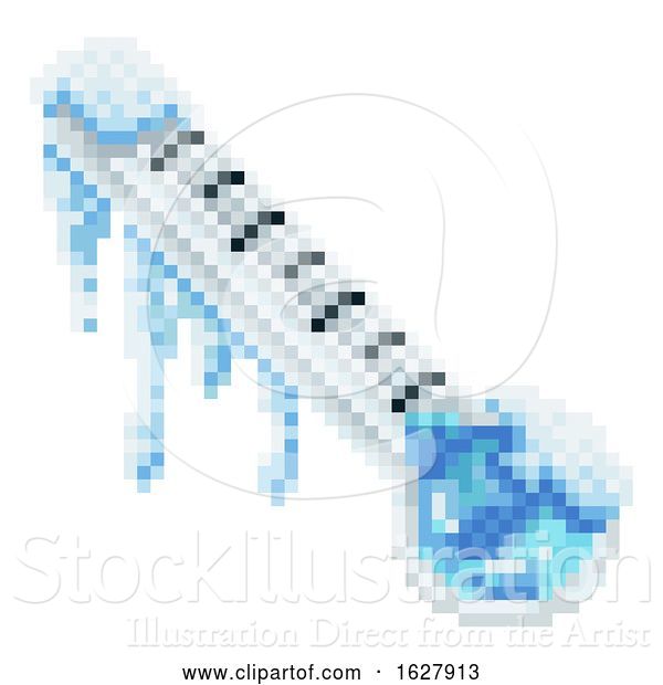 Vector Illustration of Frozen Thermometer Pixel Art 8 Bit Icon