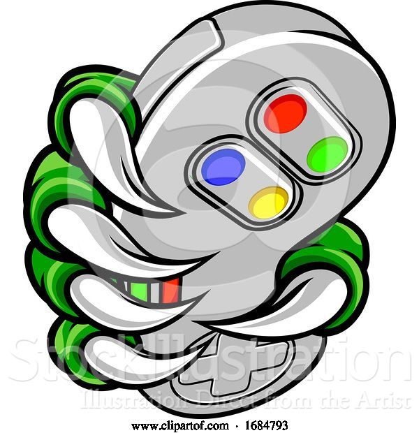Vector Illustration of Gamer Claw Video Game Controller Monster Hand