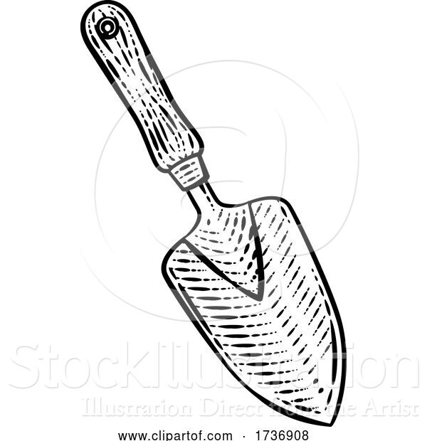 Vector Illustration of Garden Trowel Spade Gardening Tool Vintage Woodcut