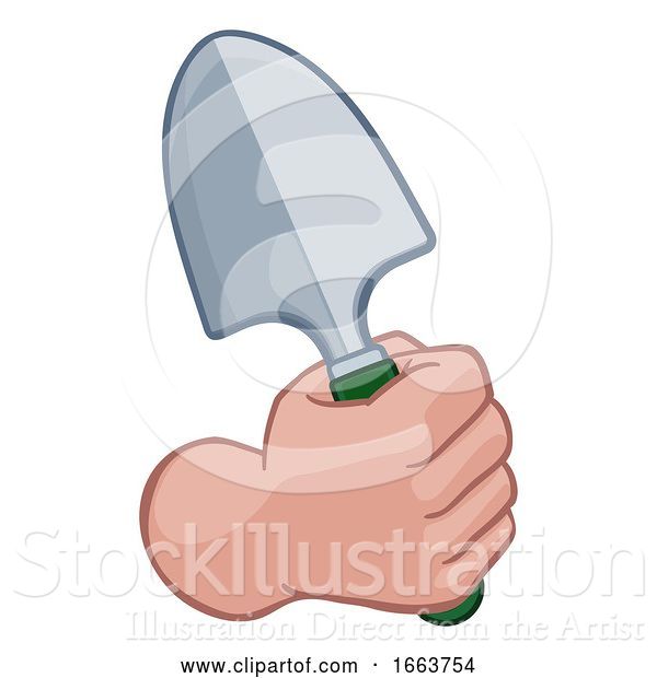 Vector Illustration of Gardener Farmer Hand Fist Holding Spade