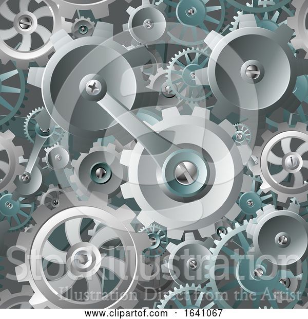 Vector Illustration of Gears and Cogs Seamless Machine Background
