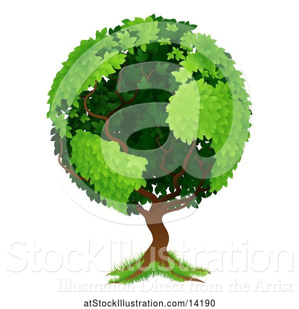 Vector Illustration of Globe Tree with Continents