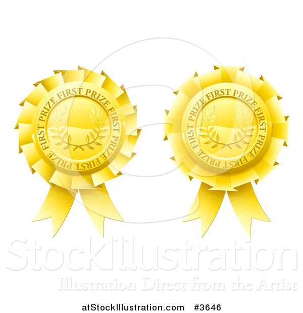 Vector Illustration of Golden First Price Medal Rosettes