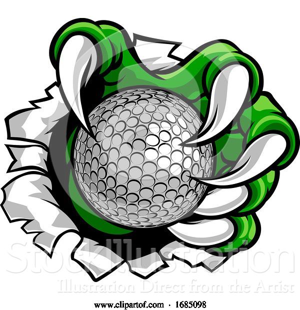 Vector Illustration of Golf Ball Claw Monster Sports Hand