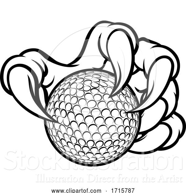 Vector Illustration of Golf Ball Claw Monster Sports Hand