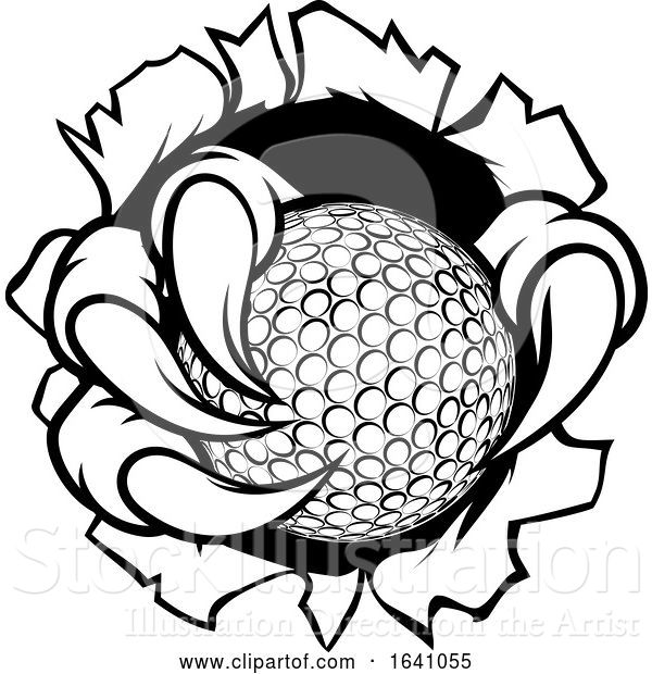 Vector Illustration of Golf Ball Eagle Claw Talons Tearing Background