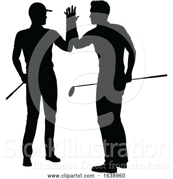 Vector Illustration of Golfer Golf Sports People in Silhouette