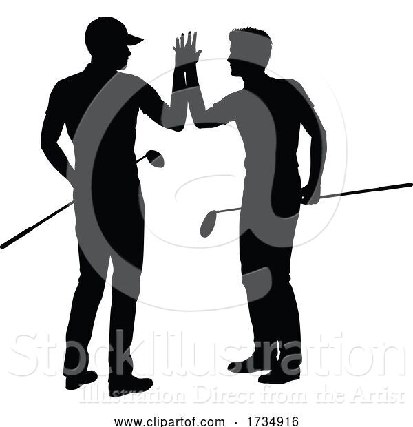 Vector Illustration of Golfer Golf Sports People in Silhouette