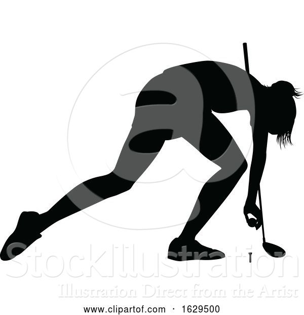 Vector Illustration of Golfer Golf Sports People Silhouette Set