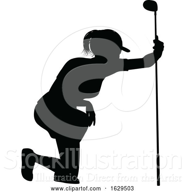 Vector Illustration of Golfer Golf Sports People Silhouette Set