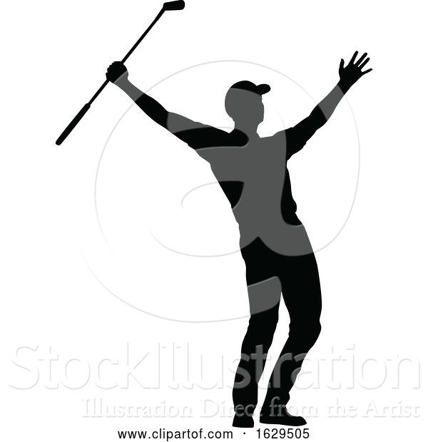 Vector Illustration of Golfer Golf Sports People Silhouette Set