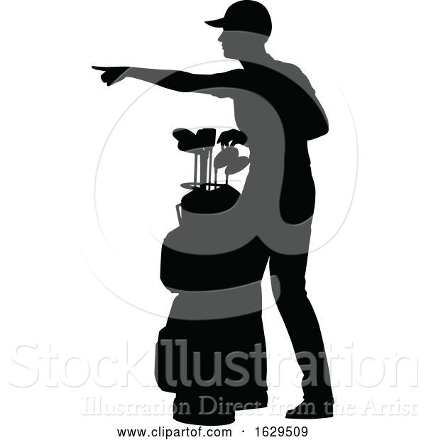 Vector Illustration of Golfer Golf Sports People Silhouette Set