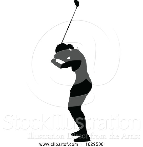 Vector Illustration of Golfer Golf Sports People Silhouette Set