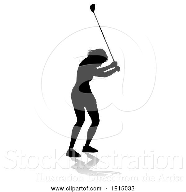 Vector Illustration of Golfer Golf Sports Person Silhouette, on a White Background