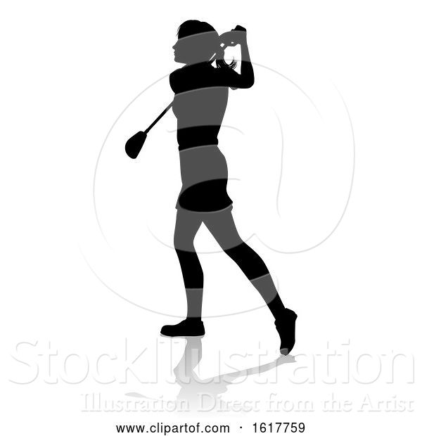 Vector Illustration of Golfer Golf Sports Person Silhouette, on a White Background