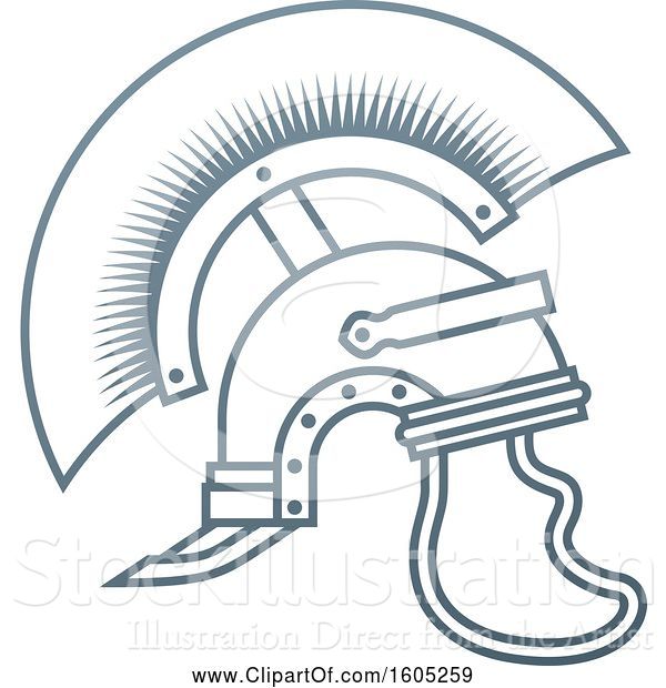 Vector Illustration of Gray Trojan Spartan Helmet