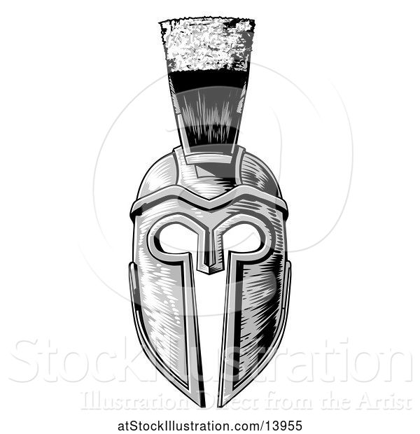 Vector Illustration of Grayscale Spartan Helmet