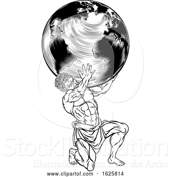 Vector Illustration of Greek Mythology Atlas Illustration