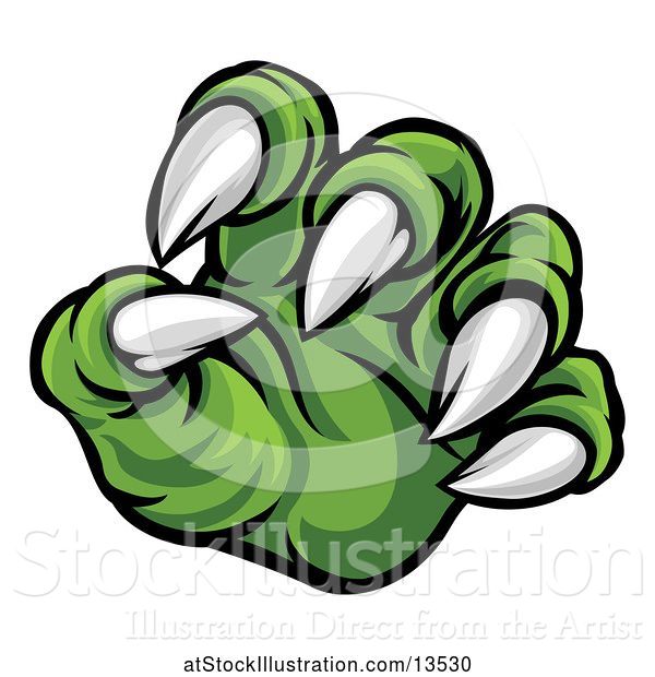 Vector Illustration of Green Monster Claw with Sharp Talons