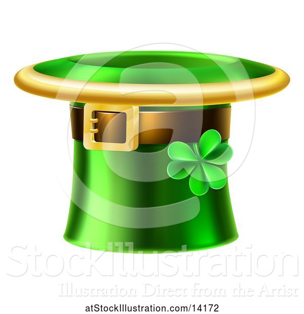 Vector Illustration of Green St Patricks Day Leprechaun Hat with a Shamrock