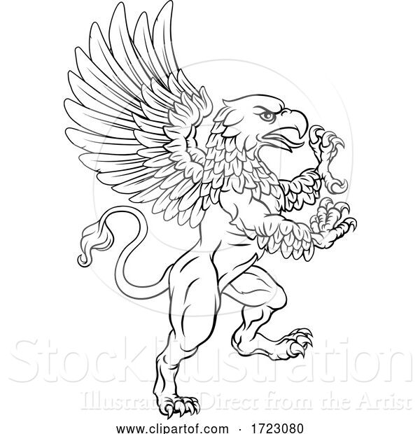 Vector Illustration of Griffin Rampant Gryphon Coat of Arms Crest Mascot
