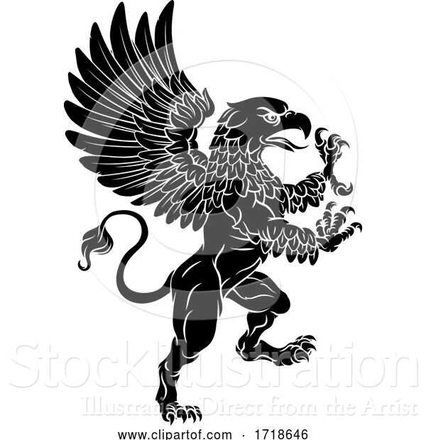 Vector Illustration of Griffon Rampant Griffin Coat of Arms Crest Mascot