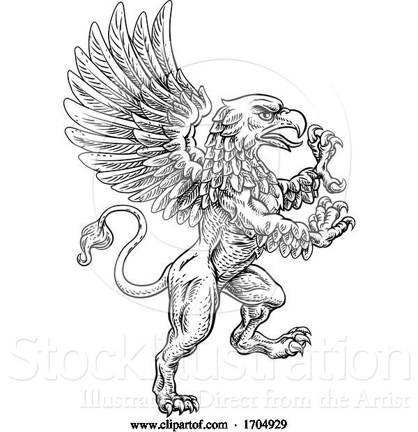 Vector Illustration of Griffon Rampant Gryphon Coat of Arms Crest Mascot