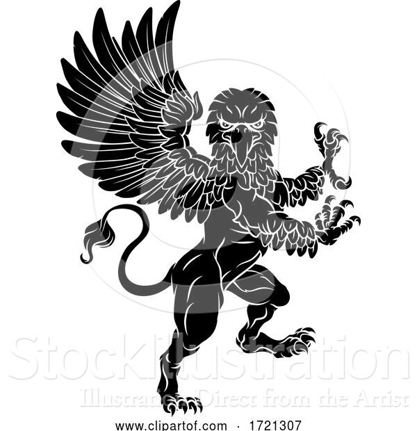 Vector Illustration of Gryphon Rampant Griffin Coat of Arms Crest Mascot