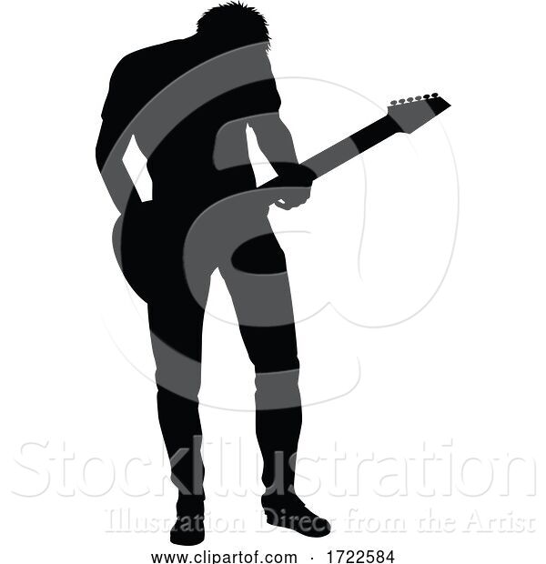 Vector Illustration of Guitarist Musician Silhouette