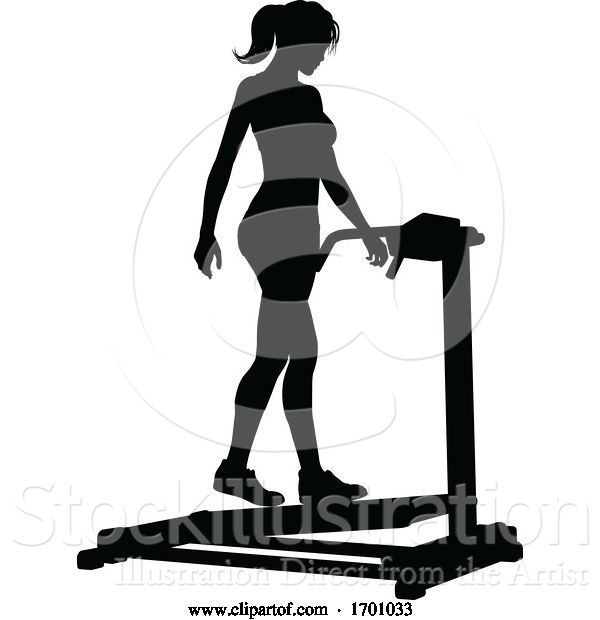 Vector Illustration of Gym Lady Silhouette Treadmill Running Machine