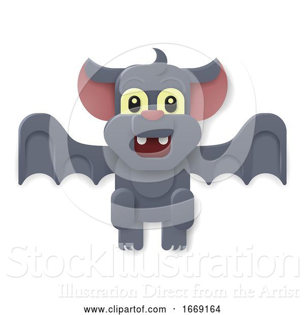 Vector Illustration of Halloween Cute Vampire Bat