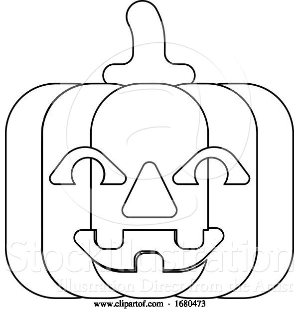 Vector Illustration of Halloween Pumpkin in Outline