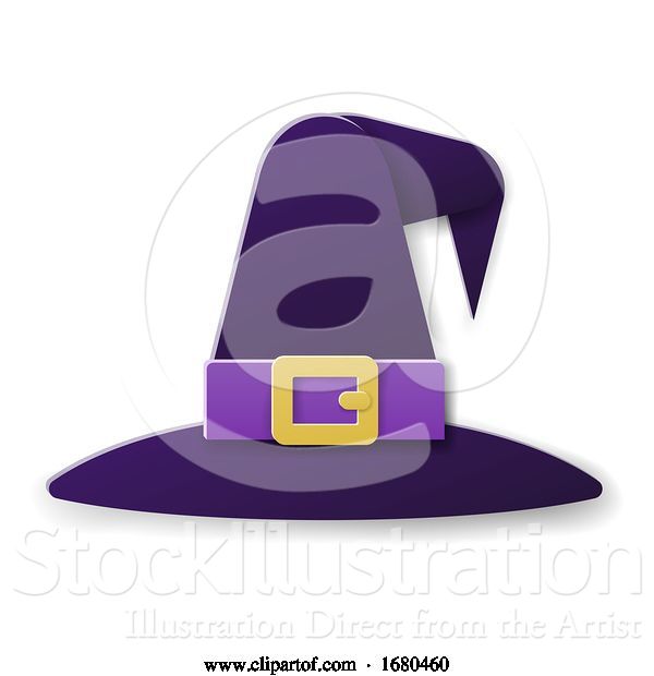 Vector Illustration of Halloween Witch Hat in Paper Craft Style