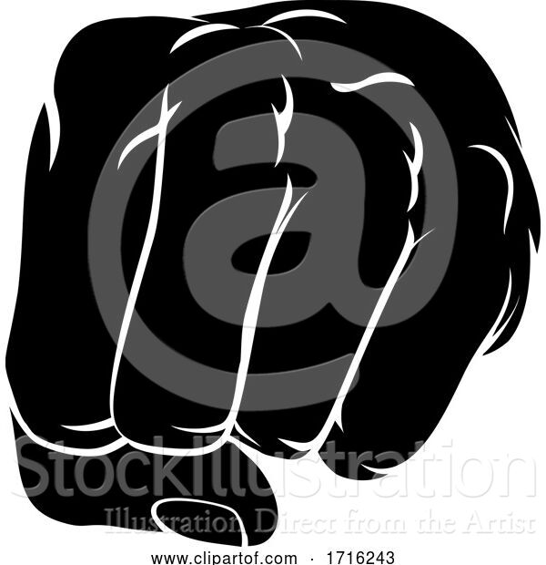 Vector Illustration of Hand Fist Punching Front Knuckle on