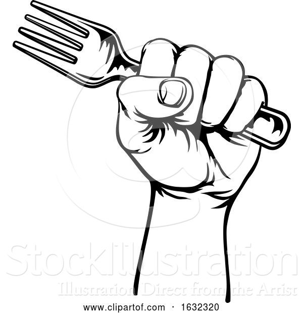 Vector Illustration of Hand Holding Fork