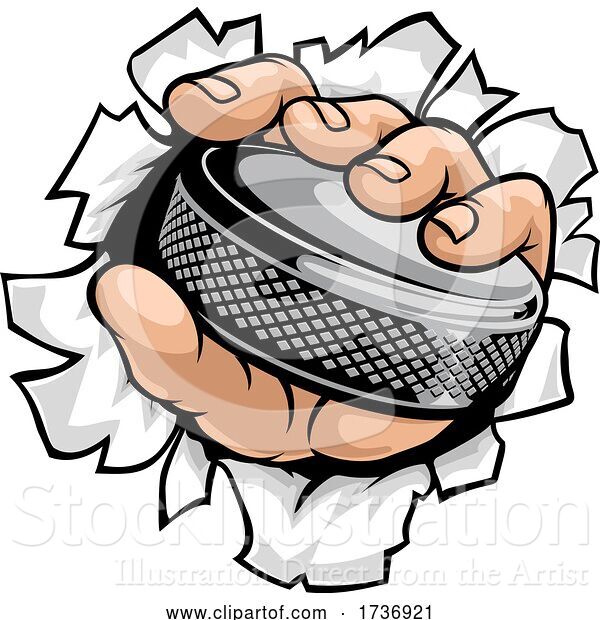 Vector Illustration of Hand Holding Ice Hockey Puck