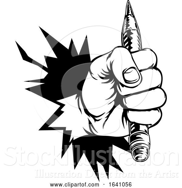 Vector Illustration of Hand Holding Pencil Breaking Background