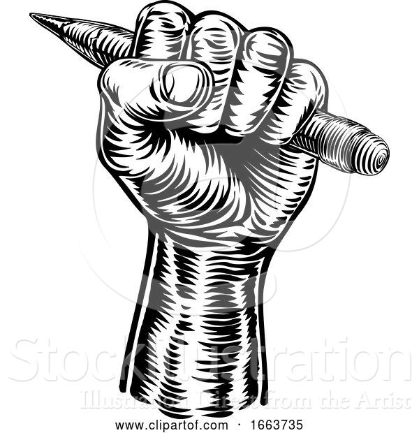 Vector Illustration of Hand Holding Pencil