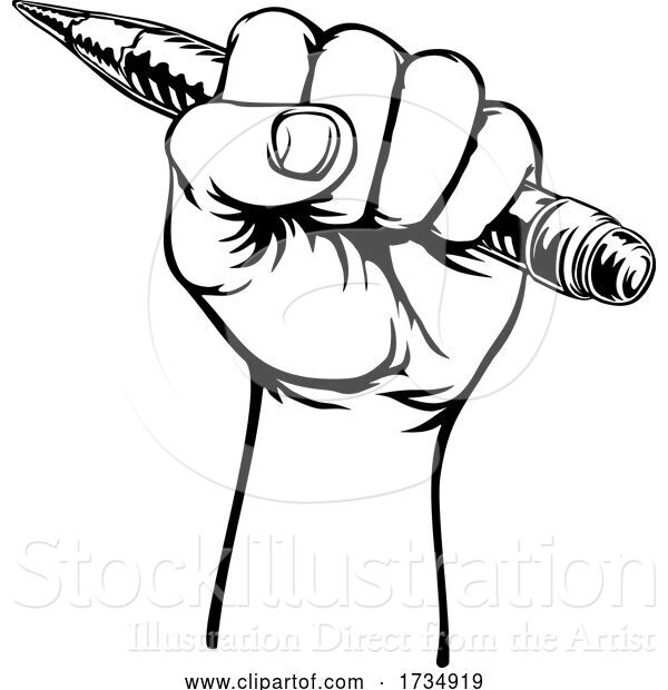 Vector Illustration of Hand Holding Pencil