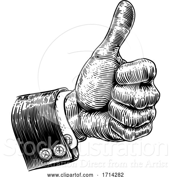 Vector Illustration of Hand in Business Suit Giving Thumbs up