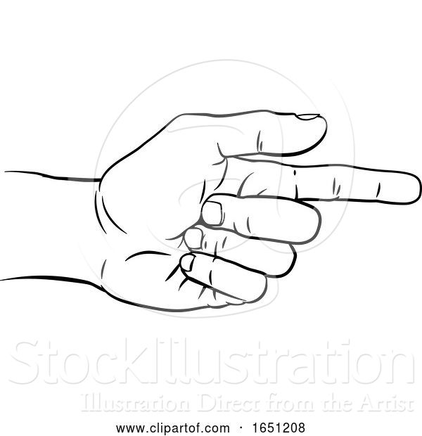 Vector Illustration of Hand Pointing Direction Finger Engraving Woodcut