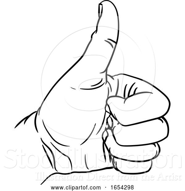 Vector Illustration of Hand Thumbs up Gesture Thumb out Fingers in Fist