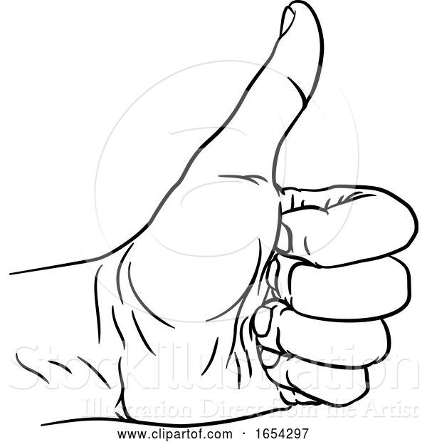Vector Illustration of Hand Thumbs up Gesture Thumb out Fingers in Fist