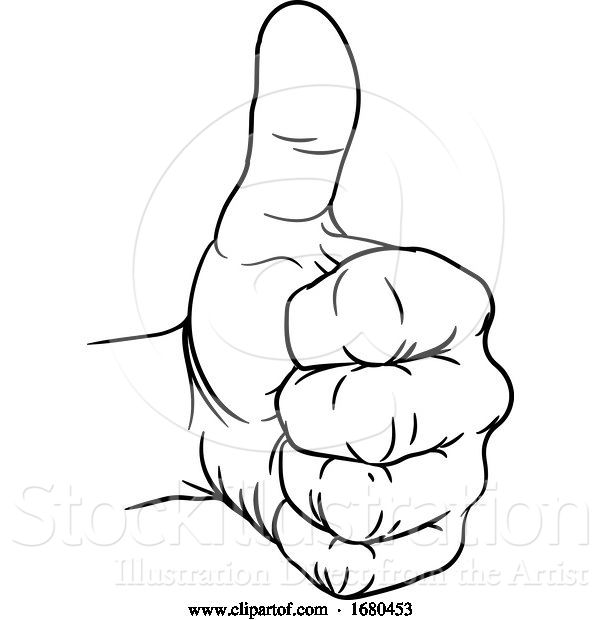 Vector Illustration of Hand Thumbs up Gesture Thumb out Fingers in Fist