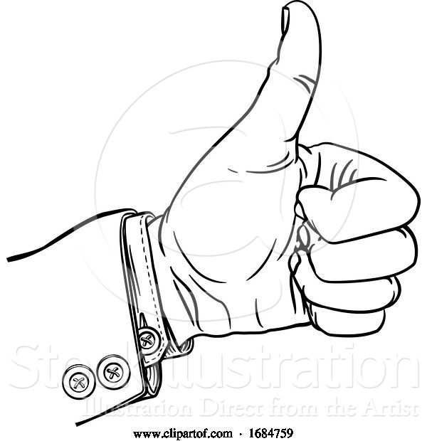 Vector Illustration of Hand Thumbs up Gesture Thumb out Fingers in Fist