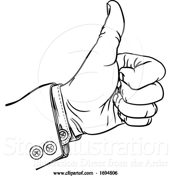 Vector Illustration of Hand Thumbs up Gesture Thumb out Fingers in Fist