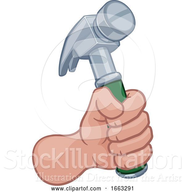 Vector Illustration of Handyman Hand Fist Holding a Hammer
