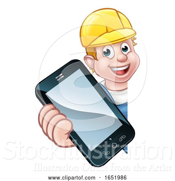 Vector Illustration of Handyman or Mechanic Phone Concept