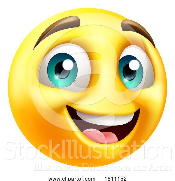 Vector Illustration of Happy Cartoon Smiling Emoji Emoticon Face Icon
